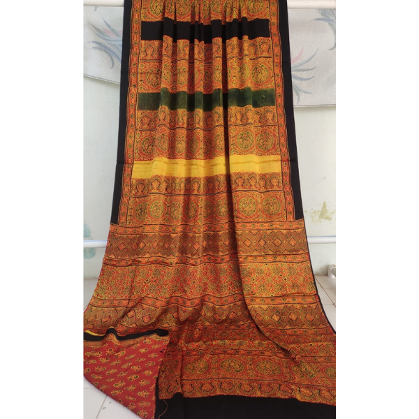 Ajrakh Block print Saree 